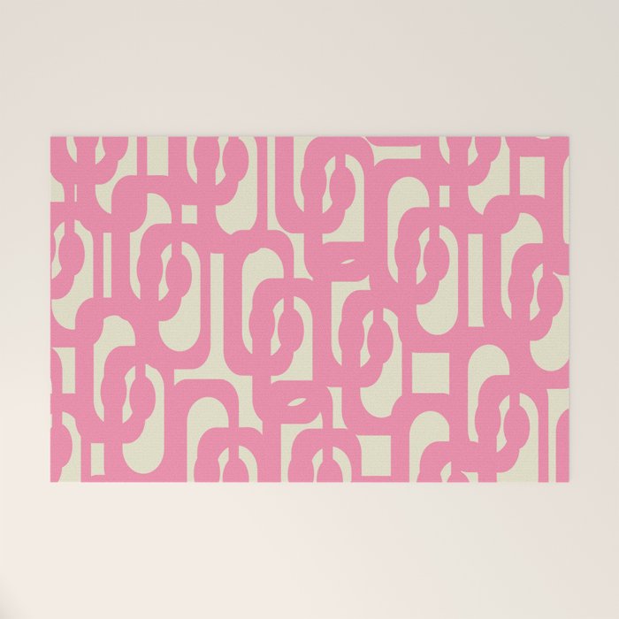 Mid Century Modern Loops Abstract Pattern in Pink and Cream Welcome Mat Gallery Image 1