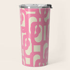 Mid Century Modern Loops Abstract Pattern in Pink and Cream Travel Mug Gallery Image 2