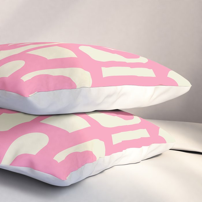 Mid Century Modern Loops Abstract Pattern in Pink and Cream Pillow Sham Gallery Image 3
