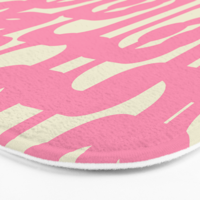 Mid Century Modern Loops Abstract Pattern in Pink and Cream Bath Mat Gallery Image 3