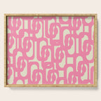 Mid Century Modern Loops Abstract Pattern in Pink and Cream Serving Tray Gallery Image 1