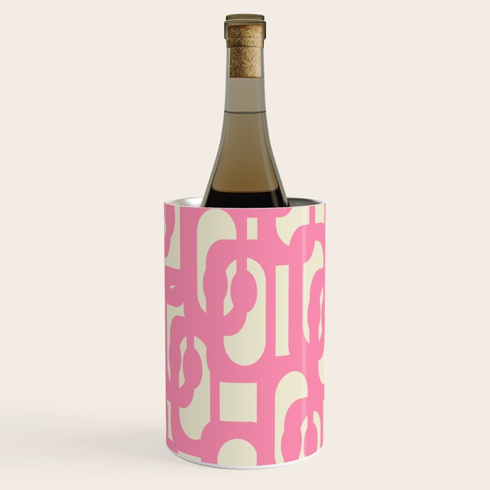 Mid Century Modern Loops Abstract Pattern in Pink and Cream Wine Chiller Gallery Image 3