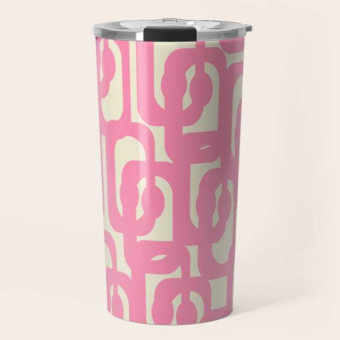 Mid Century Modern Loops Abstract Pattern in Pink and Cream Travel Mug Gallery Image 1