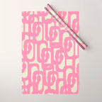 Mid Century Modern Loops Abstract Pattern in Pink and Cream Wrapping Paper Gallery Image 1
