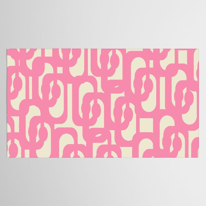 Mid Century Modern Loops Abstract Pattern in Pink and Cream Tablecloth Gallery Image 2