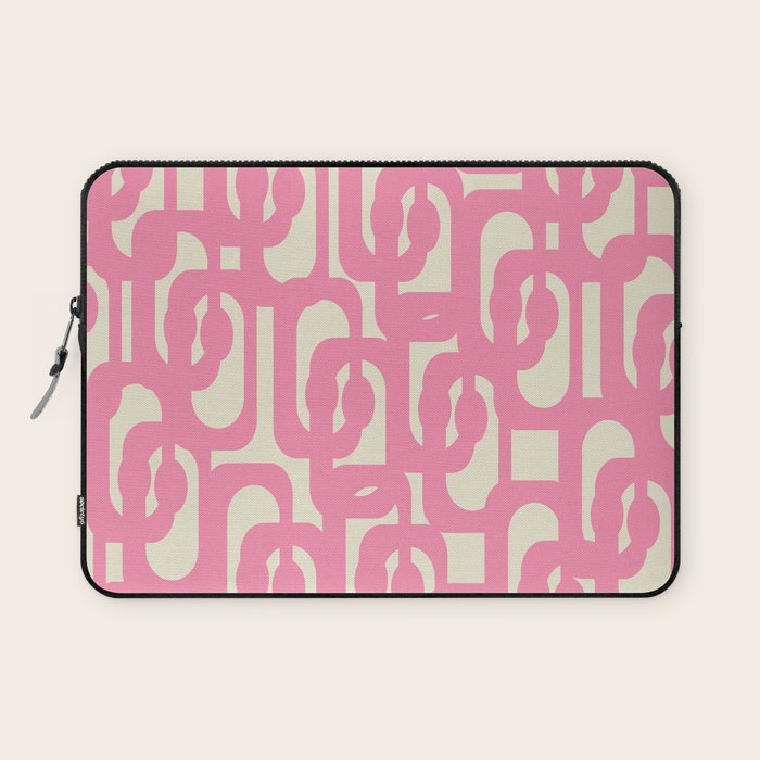 Mid Century Modern Loops Abstract Pattern in Pink and Cream Laptop Sleeve Gallery Image 1