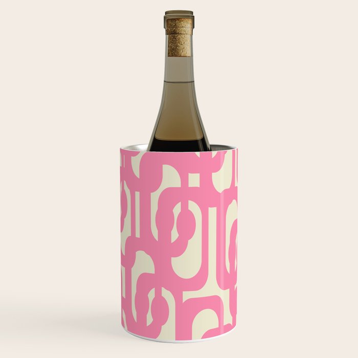 Mid Century Modern Loops Abstract Pattern in Pink and Cream Wine Chiller Gallery Image 2
