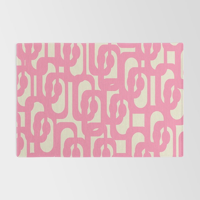 Mid Century Modern Loops Abstract Pattern in Pink and Cream Rug Gallery Image 2