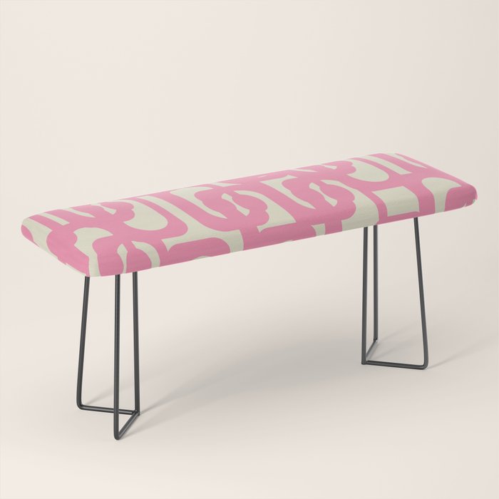 Mid Century Modern Loops Abstract Pattern in Pink and Cream Bench Gallery Image 1