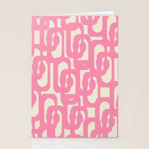 Mid Century Modern Loops Abstract Pattern in Pink and Cream Stationery Card Gallery Image 1