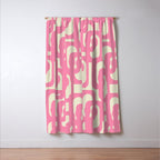 Mid Century Modern Loops Abstract Pattern in Pink and Cream Window Curtain Gallery Image 3