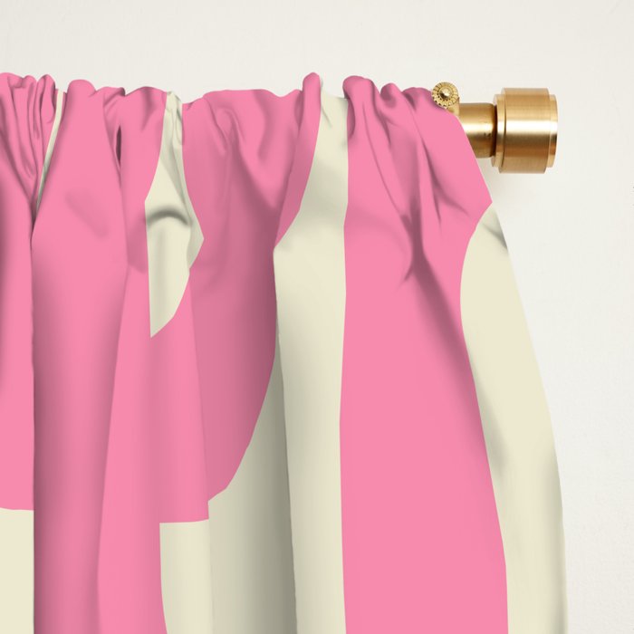 Mid Century Modern Loops Abstract Pattern in Pink and Cream Window Curtain Gallery Image 2