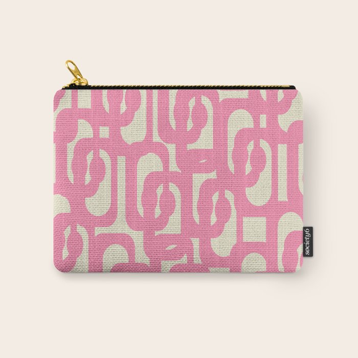 Mid Century Modern Loops Abstract Pattern in Pink and Cream Carry All Pouch Gallery Image 1