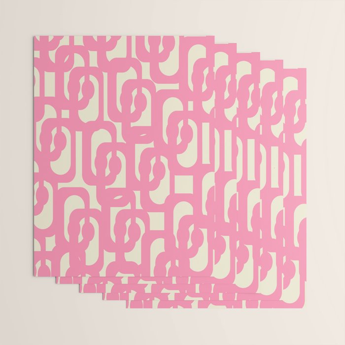 Mid Century Modern Loops Abstract Pattern in Pink and Cream Wrapping Paper Gallery Image 3