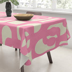 Mid Century Modern Loops Abstract Pattern in Pink and Cream Tablecloth Gallery Image 3
