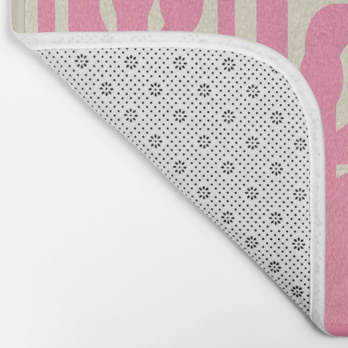 Mid Century Modern Loops Abstract Pattern in Pink and Cream Bath Mat Gallery Image 2