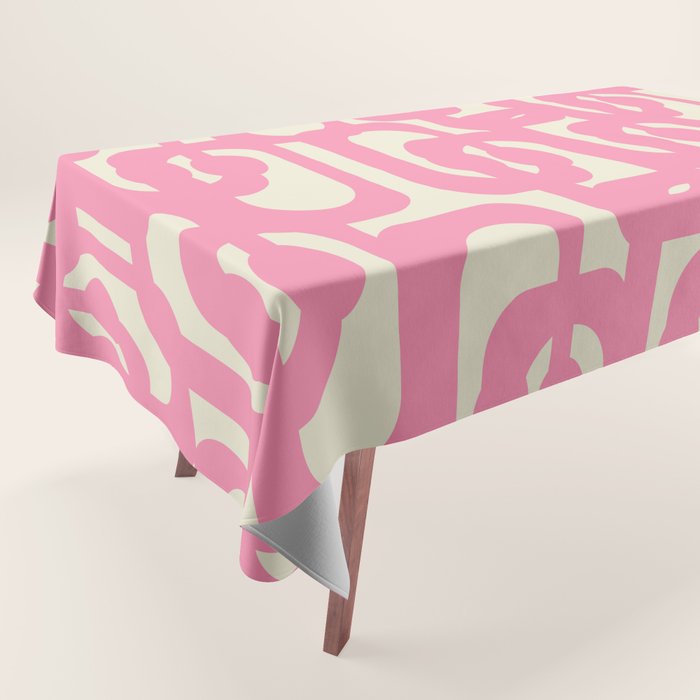 Mid Century Modern Loops Abstract Pattern in Pink and Cream Tablecloth Gallery Image 1