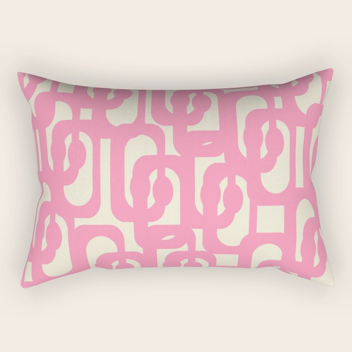 Mid Century Modern Loops Abstract Pattern in Pink and Cream Rectangular Pillow Gallery Image 2