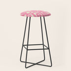 Mid Century Modern Loops Abstract Pattern in Pink and Cream Stool Gallery Image 1