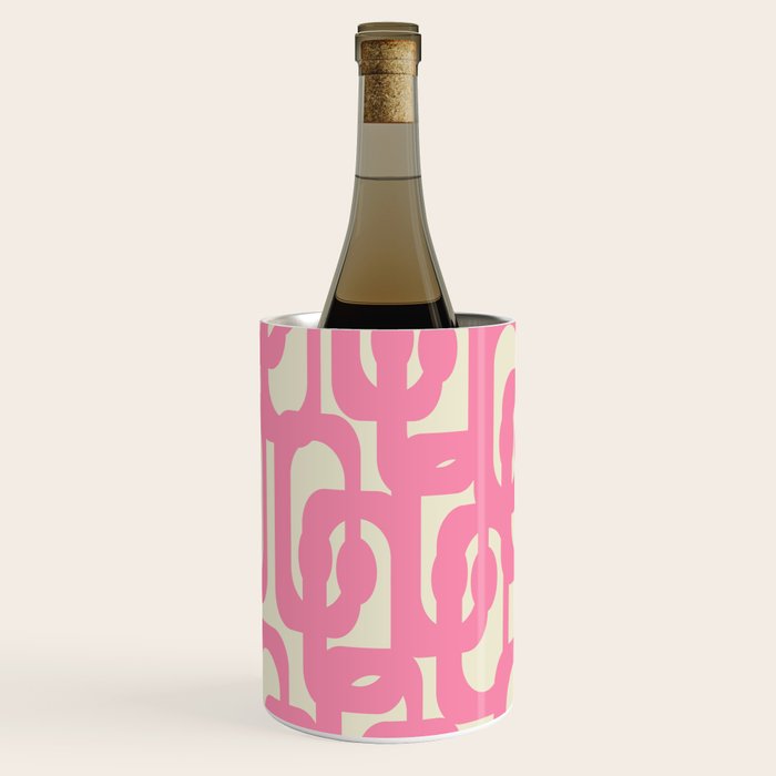 Mid Century Modern Loops Abstract Pattern in Pink and Cream Wine Chiller Gallery Image 1