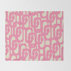 Mid Century Modern Loops Abstract Pattern in Pink and Cream Throw Blanket Gallery Image 2