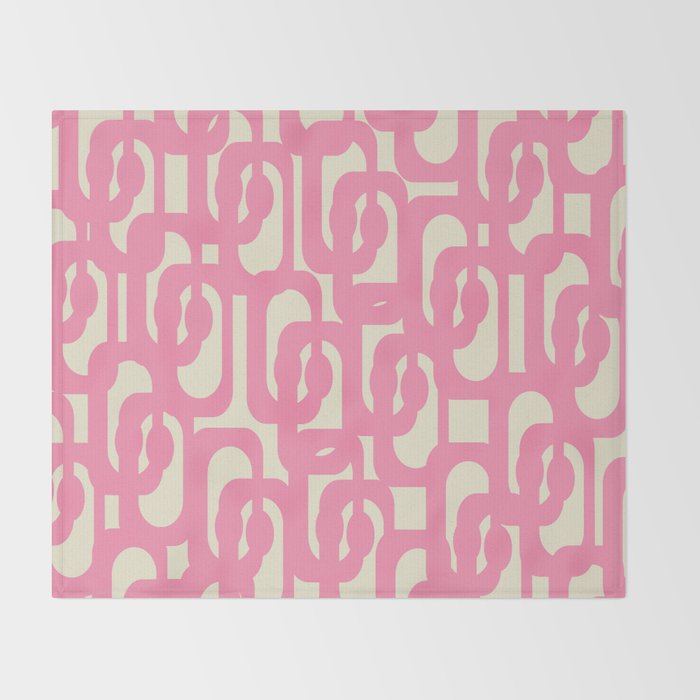 Mid Century Modern Loops Abstract Pattern in Pink and Cream Throw Blanket Gallery Image 2