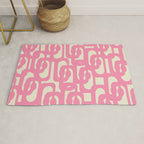 Mid Century Modern Loops Abstract Pattern in Pink and Cream Rug Gallery Image 1