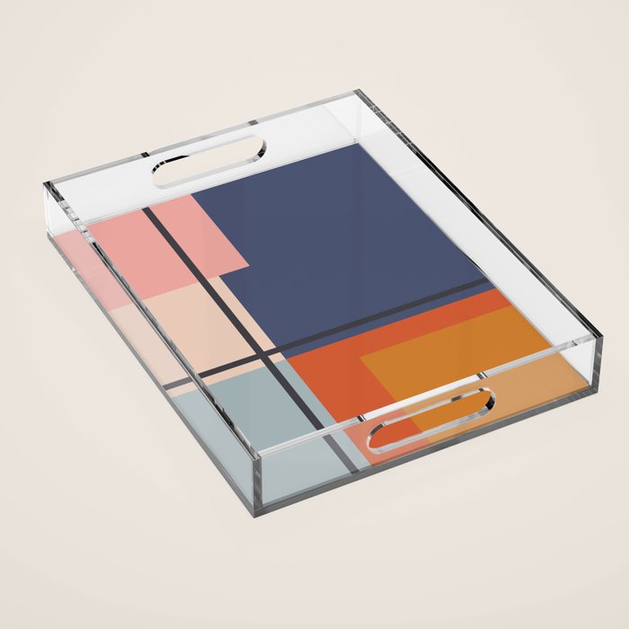 Mid Century Modern Retro Color Blocks 1 Acrylic Tray Gallery Image 1