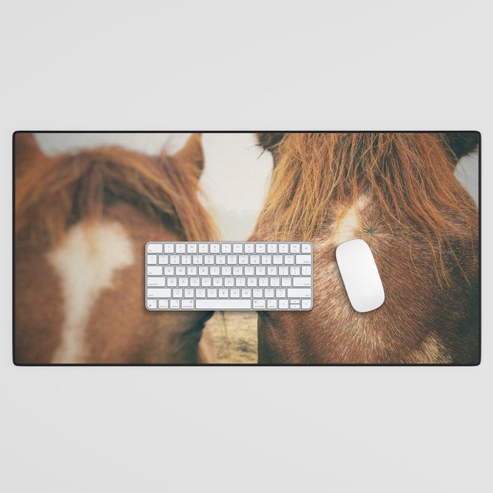 Side By Side  horse portrait photograph Desk Mat Gallery Image 1