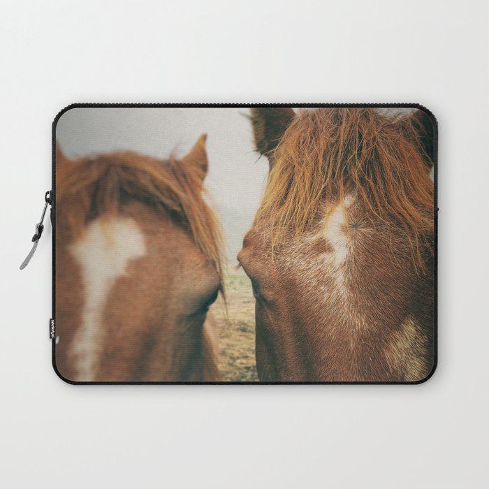 Side By Side  horse portrait photograph Laptop Sleeve Gallery Image 1