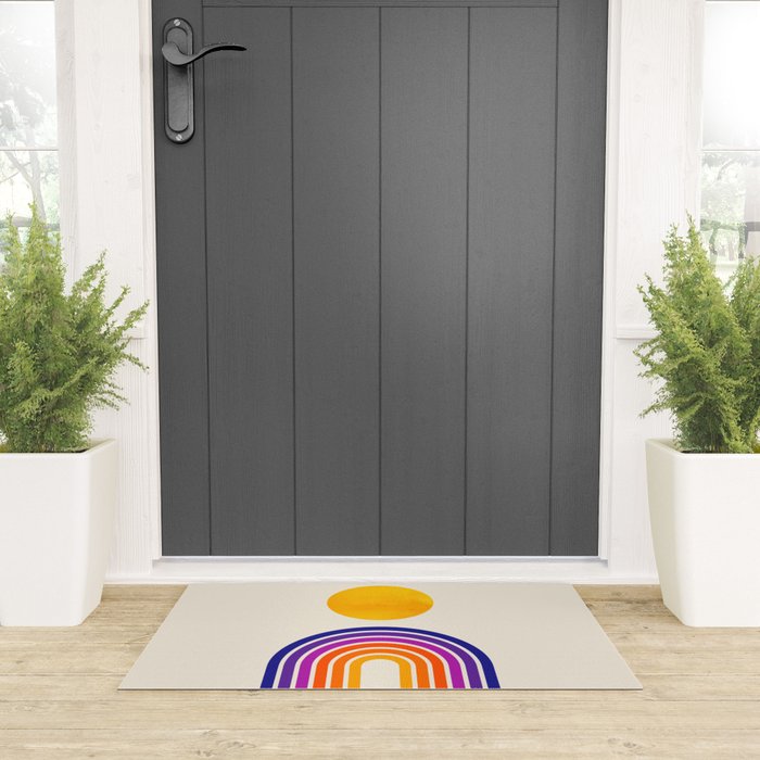 Rainbow Sun: Retro 80s Edition Welcome Mat Gallery Image 3
