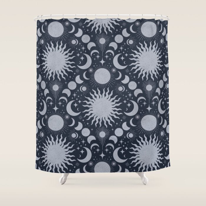 Tarot Celestial Indigo Shower Curtain Gallery Image 1
