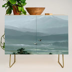 Japanese Wall Art Minimalist Bird Print Mountain Japandi Art Green Wabi Sabi Painting forest poster Credenza Gallery Image 1