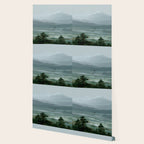 Japanese Wall Art Minimalist Bird Print Mountain Japandi Art Green Wabi Sabi Painting forest poster Wallpaper Gallery Image 2