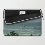Japanese Wall Art Minimalist Bird Print Mountain Japandi Art Green Wabi Sabi Painting forest poster Laptop Sleeve Gallery Image 2