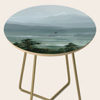 Japanese Wall Art Minimalist Bird Print Mountain Japandi Art Green Wabi Sabi Painting forest poster Side Table Gallery Image 2