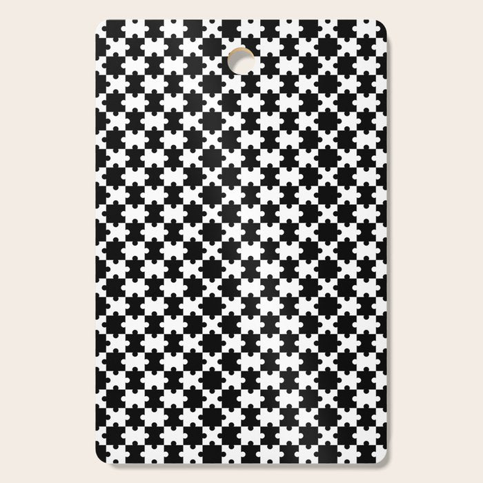 Black and white puzzle piece shape pattern Cutting Board Gallery Image 1