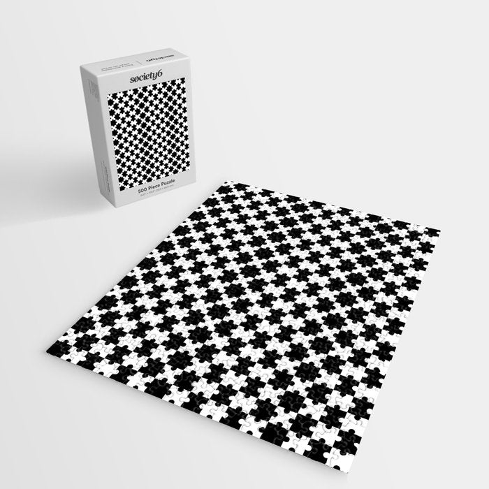 Black and white puzzle piece shape pattern Jigsaw Puzzle Gallery Image 2