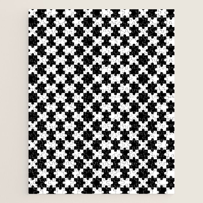 Black and white puzzle piece shape pattern Jigsaw Puzzle Gallery Image 1