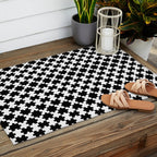 Black and white puzzle piece shape pattern Outdoor Rug Gallery Image 2
