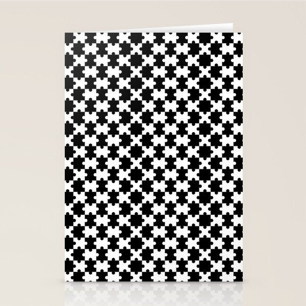 Black and white puzzle piece shape pattern Stationery Card Gallery Image 1