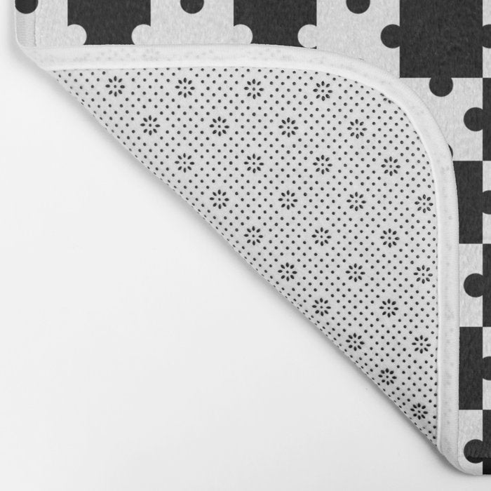 Black and white puzzle piece shape pattern Bath Mat Gallery Image 2