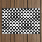 Black and white puzzle piece shape pattern Outdoor Rug Gallery Image 1