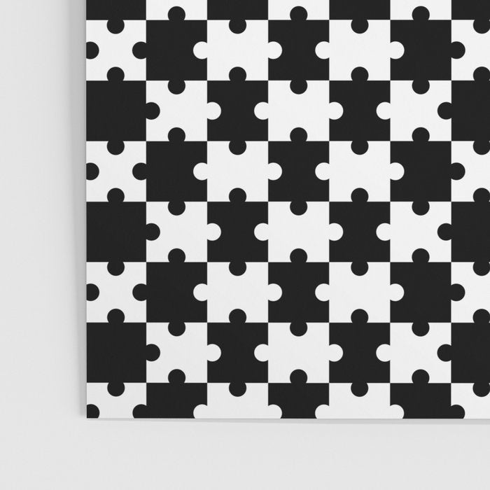 Black and white puzzle piece shape pattern Poster Gallery Image 3