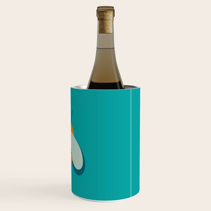 Lucky Bee - Cute Retro Minimalism in Orange and Turquoise Wine Chiller Gallery Image 3