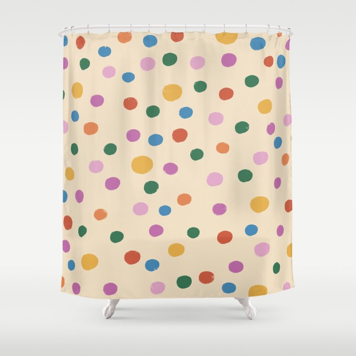 Dancing Balls on Cream Shower Curtain Gallery Image 1