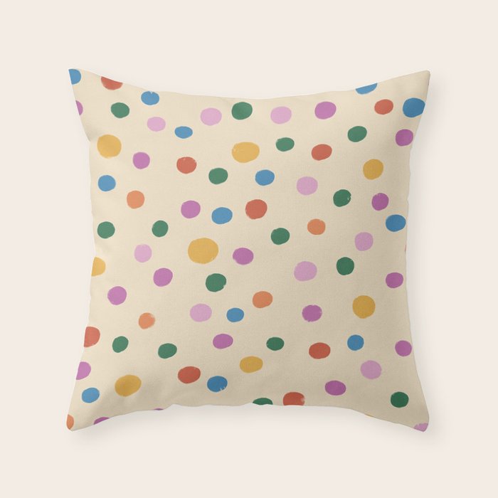 Dancing Balls on Cream Throw Pillow Gallery Image 1