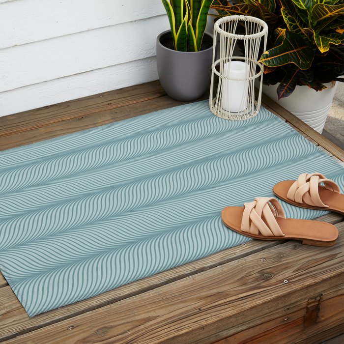 Elysian XVI Botanical Teal Outdoor Rug Gallery Image 2