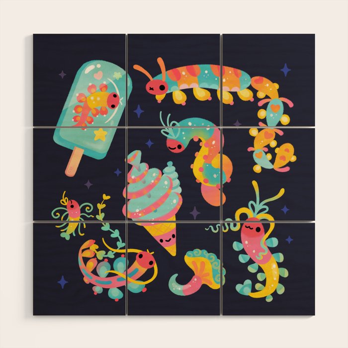 Jelly Polychaete worm - dark Wood Wall Art Gallery Image 1