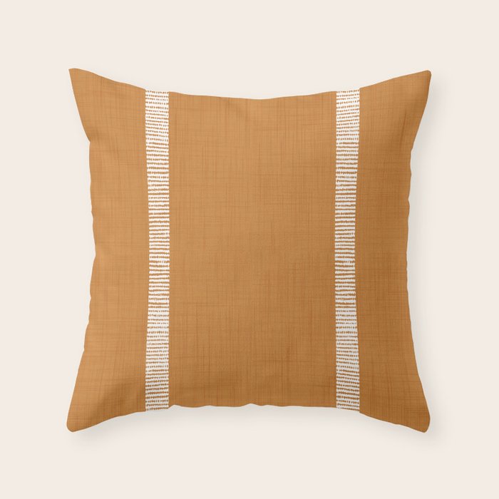 Modern Boho Serenity Stripes Caramel Brown Throw Pillow Gallery Image 6